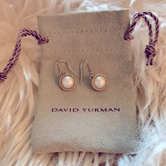 David Yurman Jewelry - David Yurman Pearl and Cable Drop Earrings With Diamonds